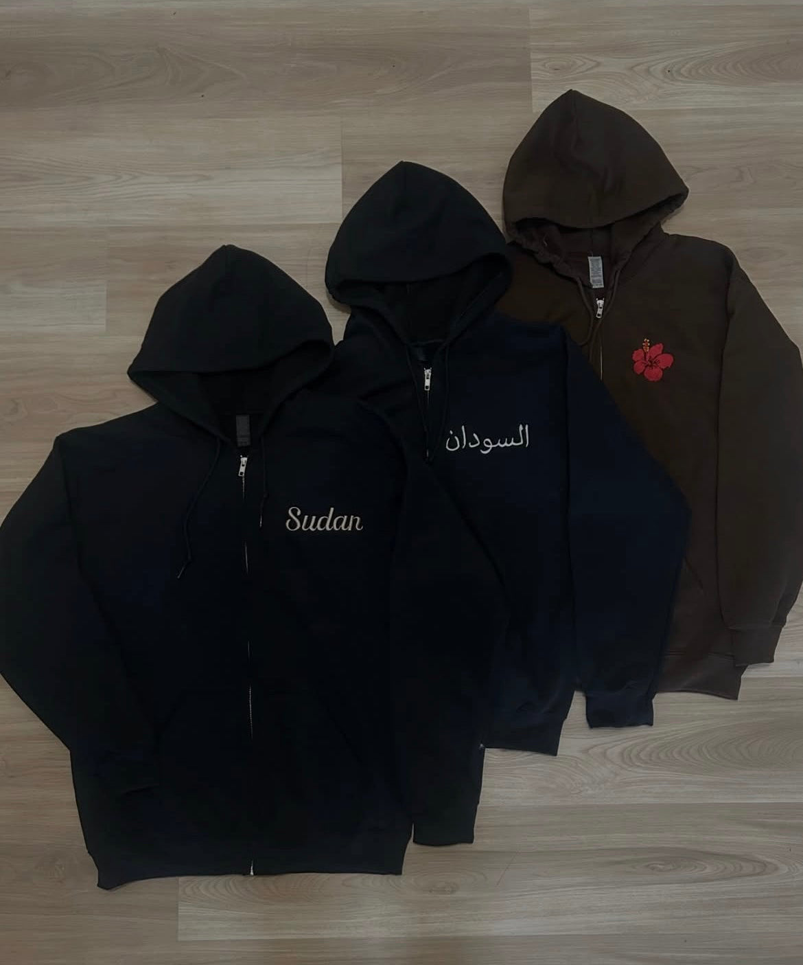 Sudan Country Outline Zip Up Hoodie